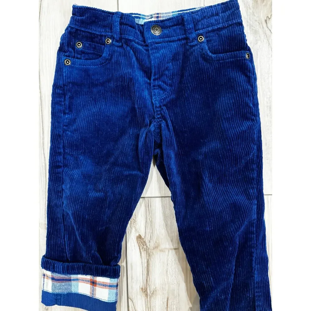 Boys Gymboree Toddler 2T Pants Blue Corduroy & Black Velvet Holiday